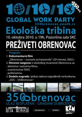 Najavni poster za događaj kojim se Obrenovac pridružio globalnom događaju 350.org